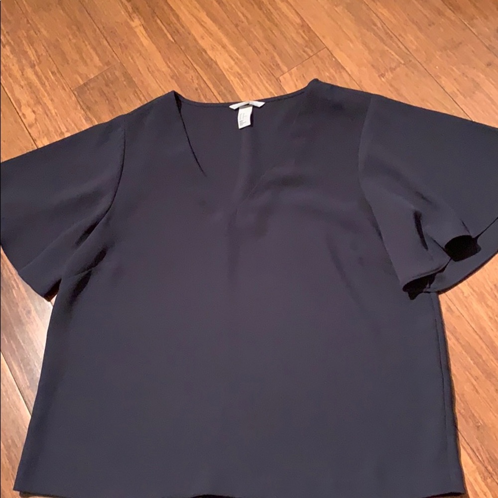 H&M navy flutter sleeves size 10.